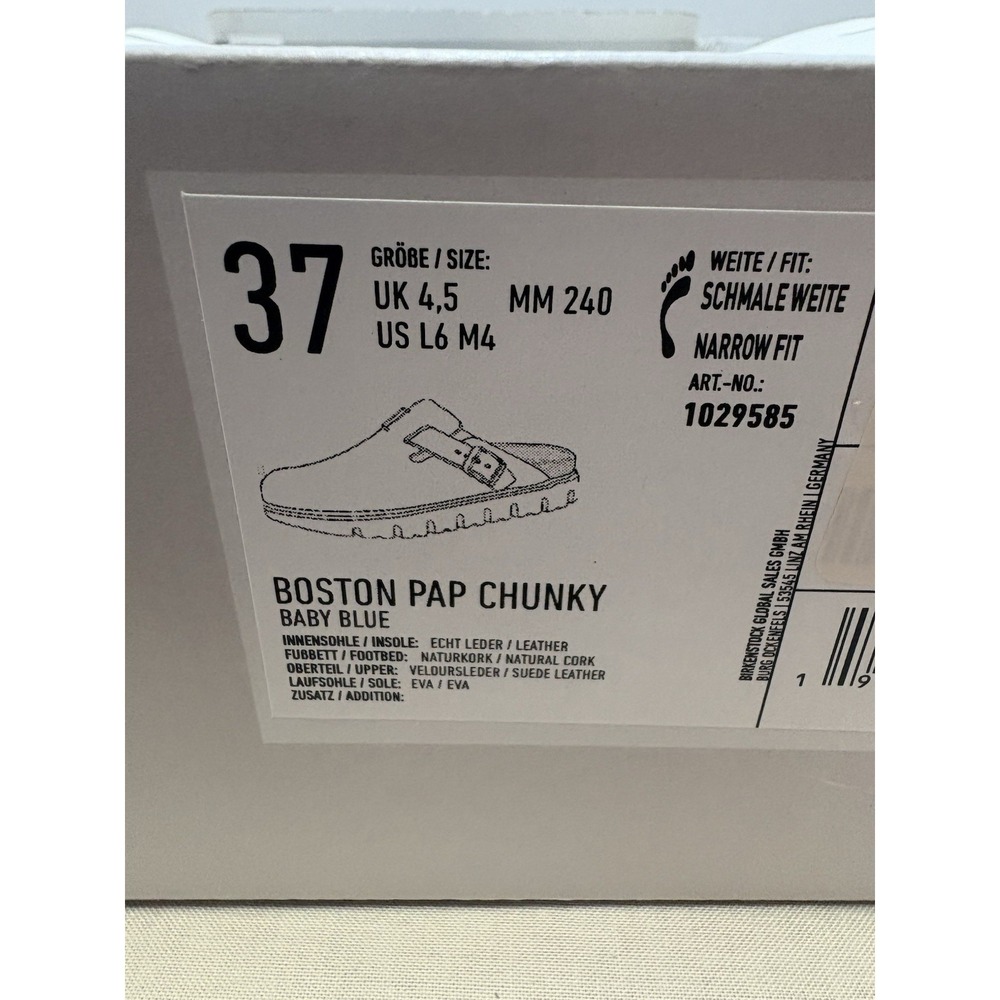 NEW Papillio Birkenstock Boston Pap Chunky In Baby Blue Womens Size US 6 EU 37 - Picture 10 of 10